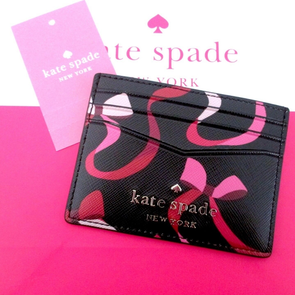 KATE SPADE Staci Ribbon Card Holder w/ Logo Keychain♠️🎀🎁🎉 - Picture 2 of 2